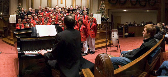 Image of the Philadelphia Boys Choir at First Night 2009.